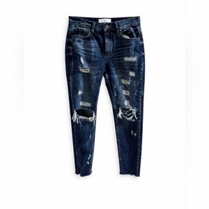 KanCan Mid Rise Raw Hem Distressed Jeans 5/26